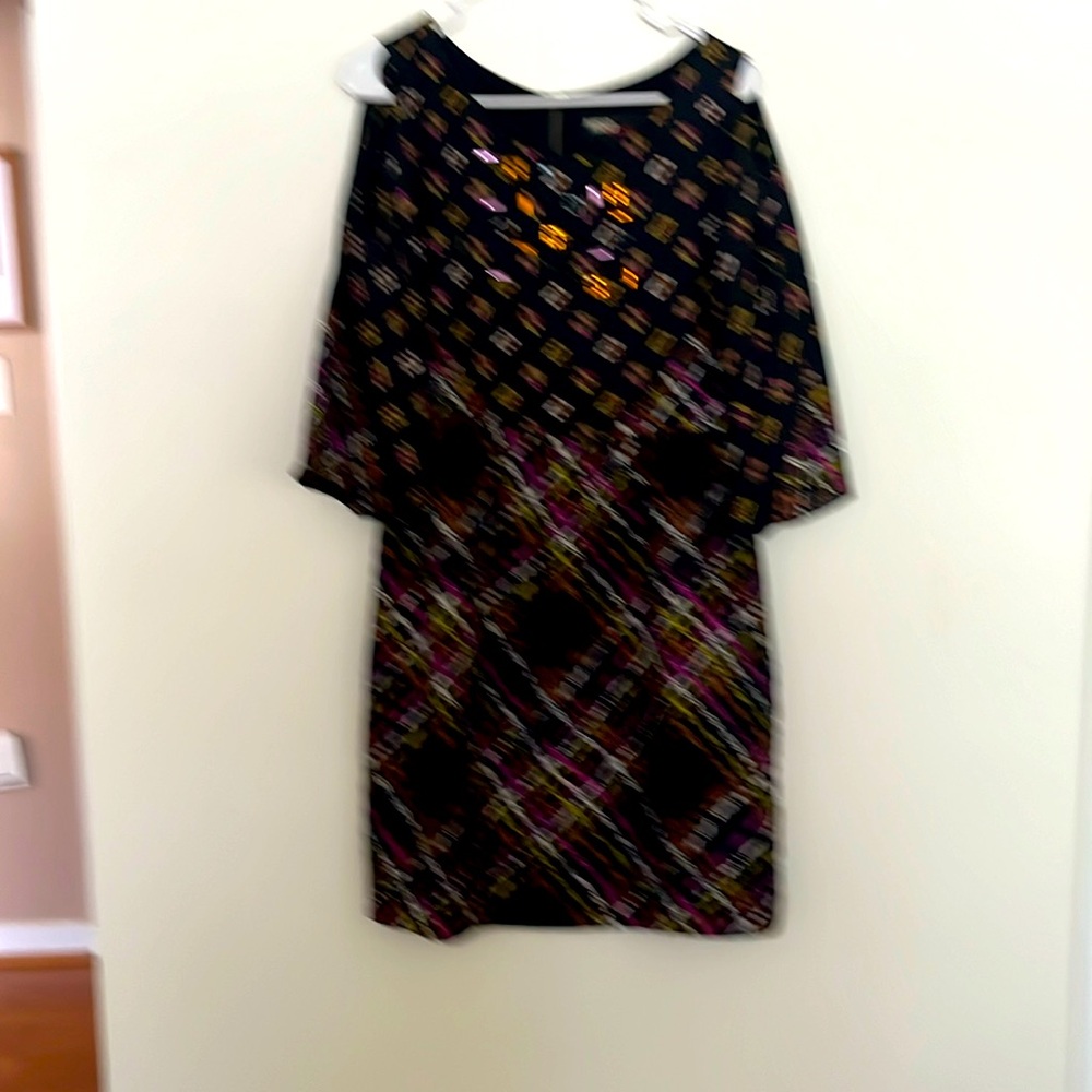 New MISS SIXTY M60 Black Print Cold Shoulder Jewel Dress